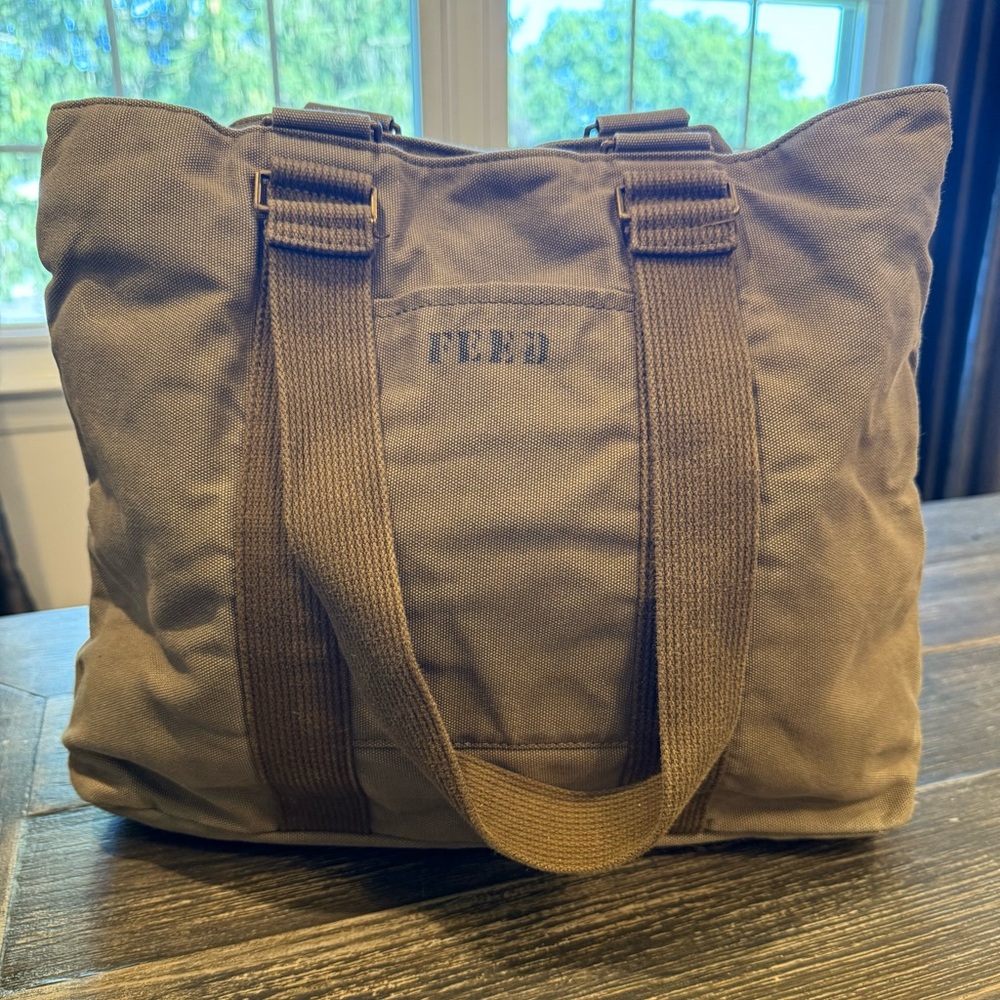 FEED Brown Canvas Tote Bag